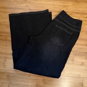 NWT Halara Wide Leg Pull On Jeans Womens XL Black Stretch Denim Pants 30"